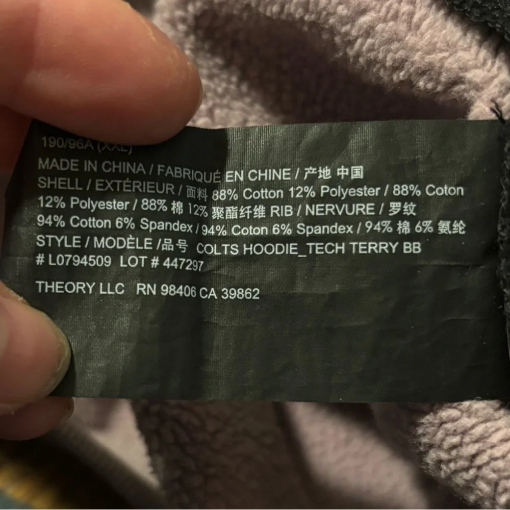 THEORY |‎ Colts Tech Hoodie Purple Dusty Orchid Men’s Sz XXL